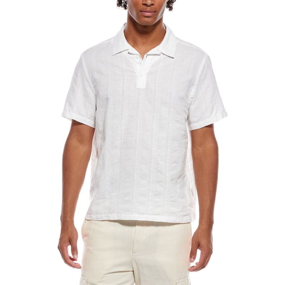 Onia Mens  Linen-Blend Popover Shirt, White
